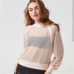 Blanc Noir Irie Cropped Mesh Sweatshirt Pink Small
